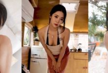 韩国美女模特Bomi 户外露营主题私拍 性感白T配开裆牛仔短裤 - 瓜多多